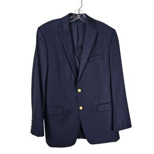Lauren Ralph Lauren Navy Wool Blazer Sz 40L Gold Buttons Equestrian Old Money